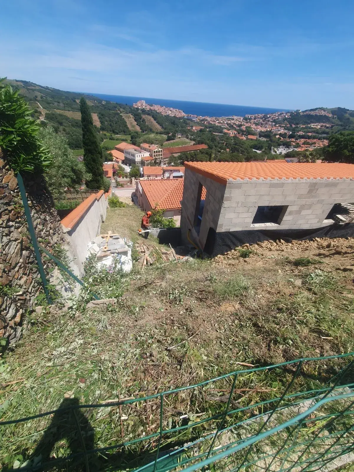 Maison en agglos en construction - Pyrénées-Orientales